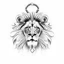 Lion with rosary bead tattoo design idea