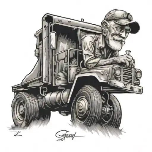 grandpa truck driver tattoo design idea