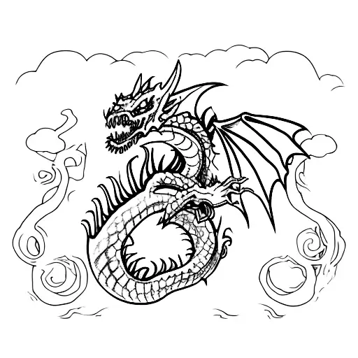 zombie dragon tattoo design idea