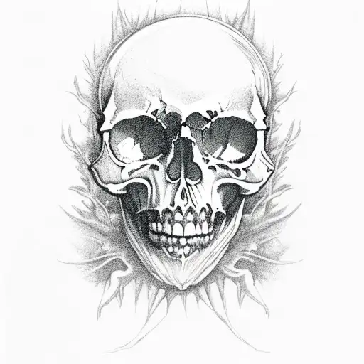 Moon, Skull, Forest, Dark, In Flames Band tattoo design idea