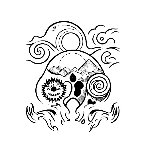 Moon, Skull, Forest, Dark, In Flames Band tattoo design idea