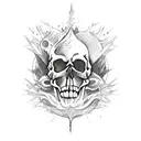 Moon, Skull, Forest, Dark, In Flames Band tattoo design idea
