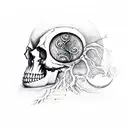 Moon, Skull, Forest, Dark, In Flames Band tattoo design idea