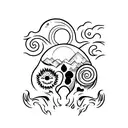 Moon, Skull, Forest, Dark, In Flames Band tattoo design idea