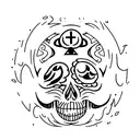 Moon, Skull, Forest, Dark, In Flames Band tattoo design idea