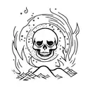 Moon, Skull, Forest, Dark, In Flames Band tattoo design idea