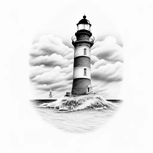 haunted lighthouse tattoo design idea