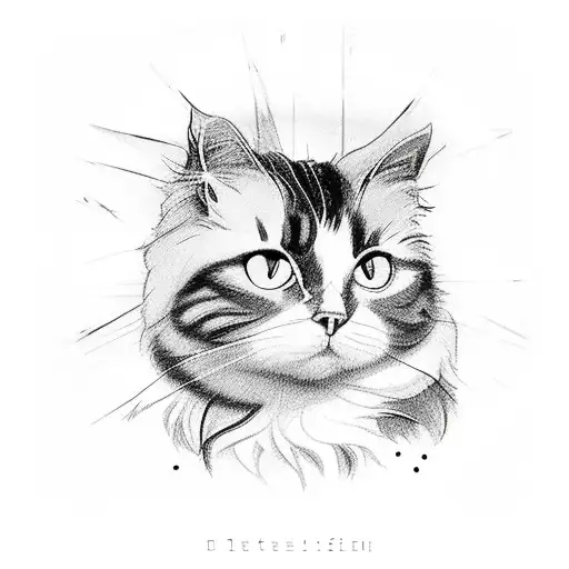 clock , feather , black and white cat , destiny , october tattoo design idea