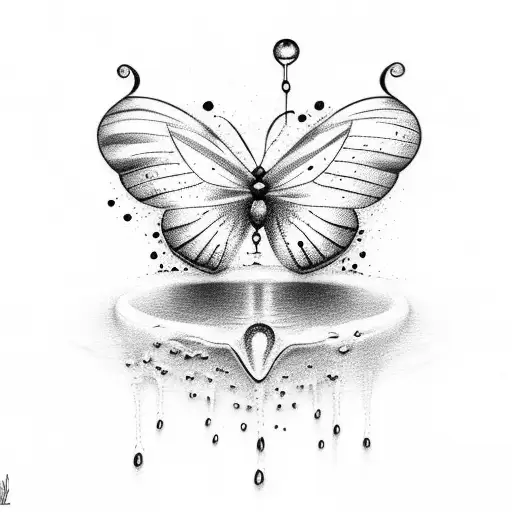 simple Dripping butterfly with puddle at bottom tattoo design idea