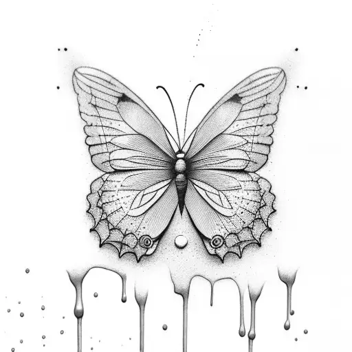 simple Dripping butterfly with puddle at bottom tattoo design idea