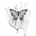 simple Dripping butterfly with puddle at bottom tattoo design idea