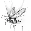 simple Dripping butterfly with puddle at bottom tattoo design idea