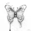 simple Dripping butterfly with puddle at bottom tattoo design idea