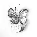 simple Dripping butterfly with puddle at bottom tattoo design idea