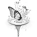 simple Dripping butterfly with puddle at bottom tattoo design idea