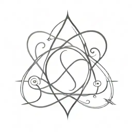 An arabesque design with air and fire astrological symbols, representing passion and intellect in personal growth tattoo design idea