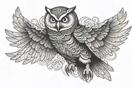 templar knight owl flying   tattoo design idea