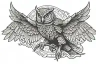 templar knight owl flying   tattoo design idea