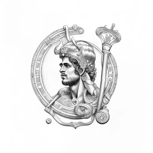 greek god apollo handsome lyre tattoo design idea