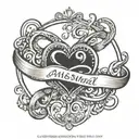 Infinity loop design with heart in middle and name anshul and sweta on each end side tattoo design idea