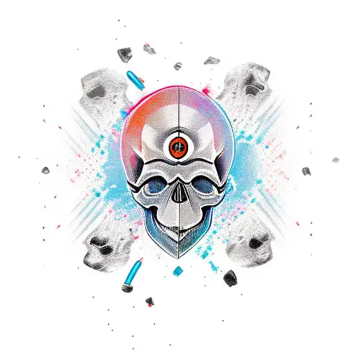 Skull with glocks  tattoo design idea