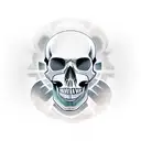 Skull with car pistons tattoo design idea