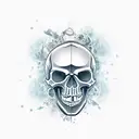 Skull with car pistons tattoo design idea