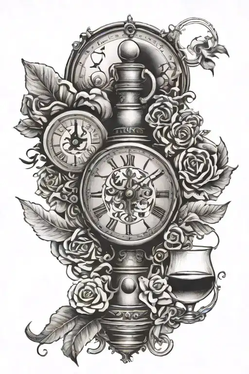 tot, rabe, alkohol, uhr, mond, nacht tattoo design idea