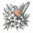 mourning dove magnolia flower tattoo design idea