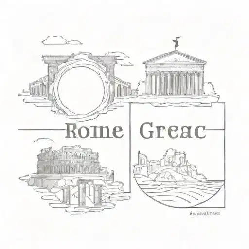 Historical theme, from Ancient Rome or Greece, style should be fine line, some text from a stoic quote tattoo design idea