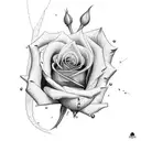 medium size rose with stem horizontal below knuckles with single spider web stretching from stem to middle finger with s tattoo design idea