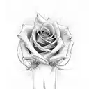 medium size rose with stem horizontal below knuckles with single spider web stretching from stem to middle finger with s tattoo design idea