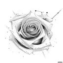 horizontal rose with spider coming down on a single web tattoo design idea