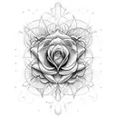 horizontal rose with spider coming down on a single web tattoo design idea