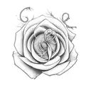 horizontal rose with spider coming down on a single web tattoo design idea