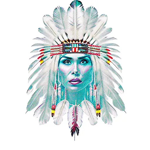 beautiful native American Indian cheffest  headpiece women  tattoo design idea