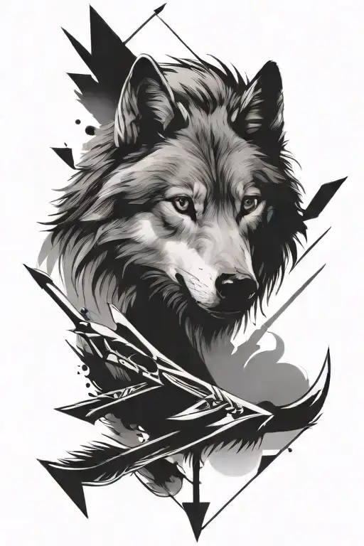 wolf with arrows in his back tattoo design idea