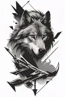 wolf with arrows in his back tattoo design idea