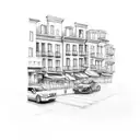 A sketch-style tattoo of a street scene in Little Italy NYC, capturing the vibrant energy and Italian culture tattoo design idea