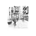 A sketch-style tattoo of a street scene in Little Italy NYC, capturing the vibrant energy and Italian culture tattoo design idea