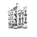 A sketch-style tattoo of a street scene in Little Italy NYC, capturing the vibrant energy and Italian culture tattoo design idea