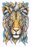 lion with colorful eyes  tattoo design idea
