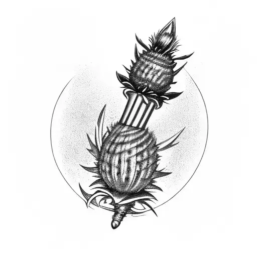 thistle, scottish dagger tattoo design idea
