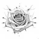 Rose bush with 3 roses and 17 thorns tattoo design idea