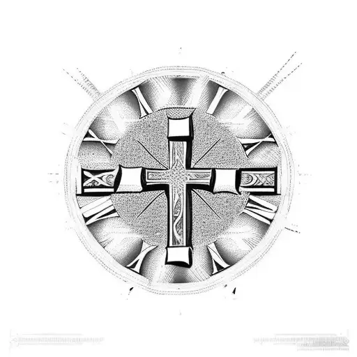 Cross with Roman Numerals going horizontal  tattoo design idea