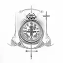Cross with Roman Numerals going horizontal  tattoo design idea