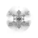 Cross with Roman Numerals going horizontal  tattoo design idea