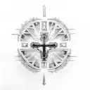Cross with Roman Numerals going horizontal  tattoo design idea
