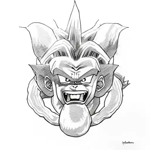 hanuman with dragon ball z characters tattoo design idea