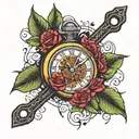 roses music skipper watch tattoo design idea
